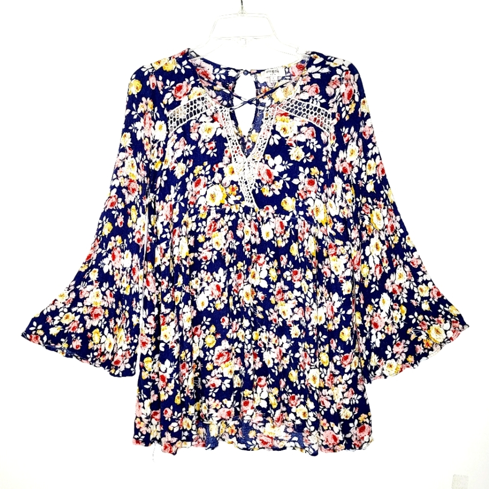 Umgee floral long sleeved babydoll boho top tunic